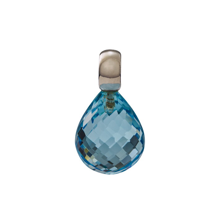 Snoepjes | 14 karaat witgouden hanger met topaas | druppelvormig 12 x 10 mm | met klein oog