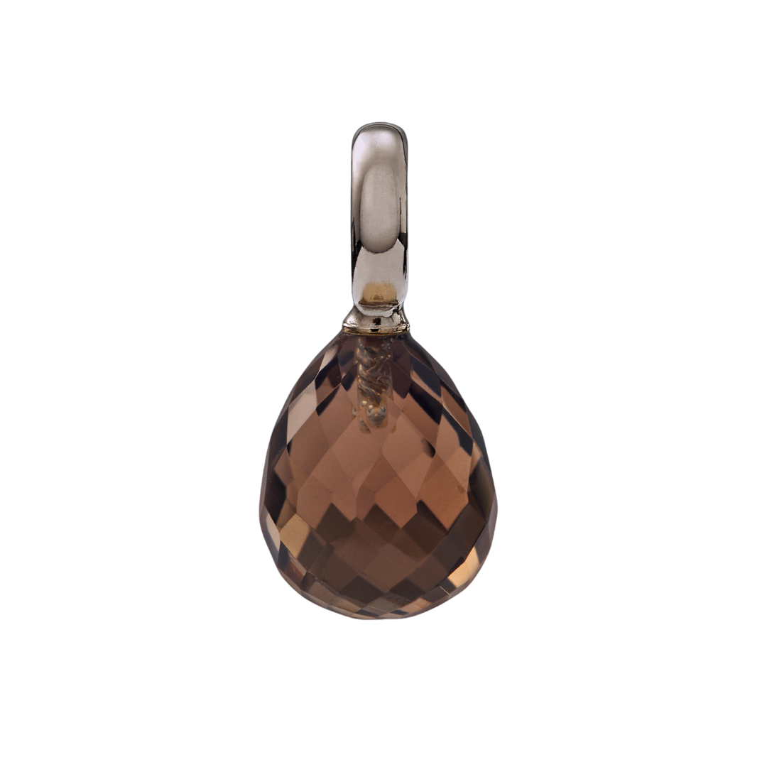 Snoepjes | 14 karaat witgouden rookkwarts creoolhanger | druppelvormig 12x10mm | groot oog