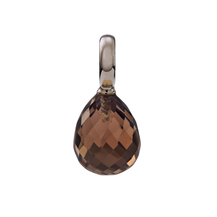 Snoepjes | 14 karaat witgouden rookkwarts creoolhanger | druppelvormig 12x10mm | groot oog