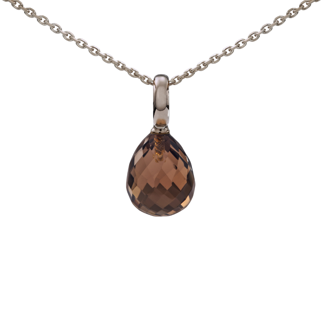 Snoepjes | 14 karaat witgouden rookkwarts creoolhanger | druppelvormig 12x10mm | groot oog