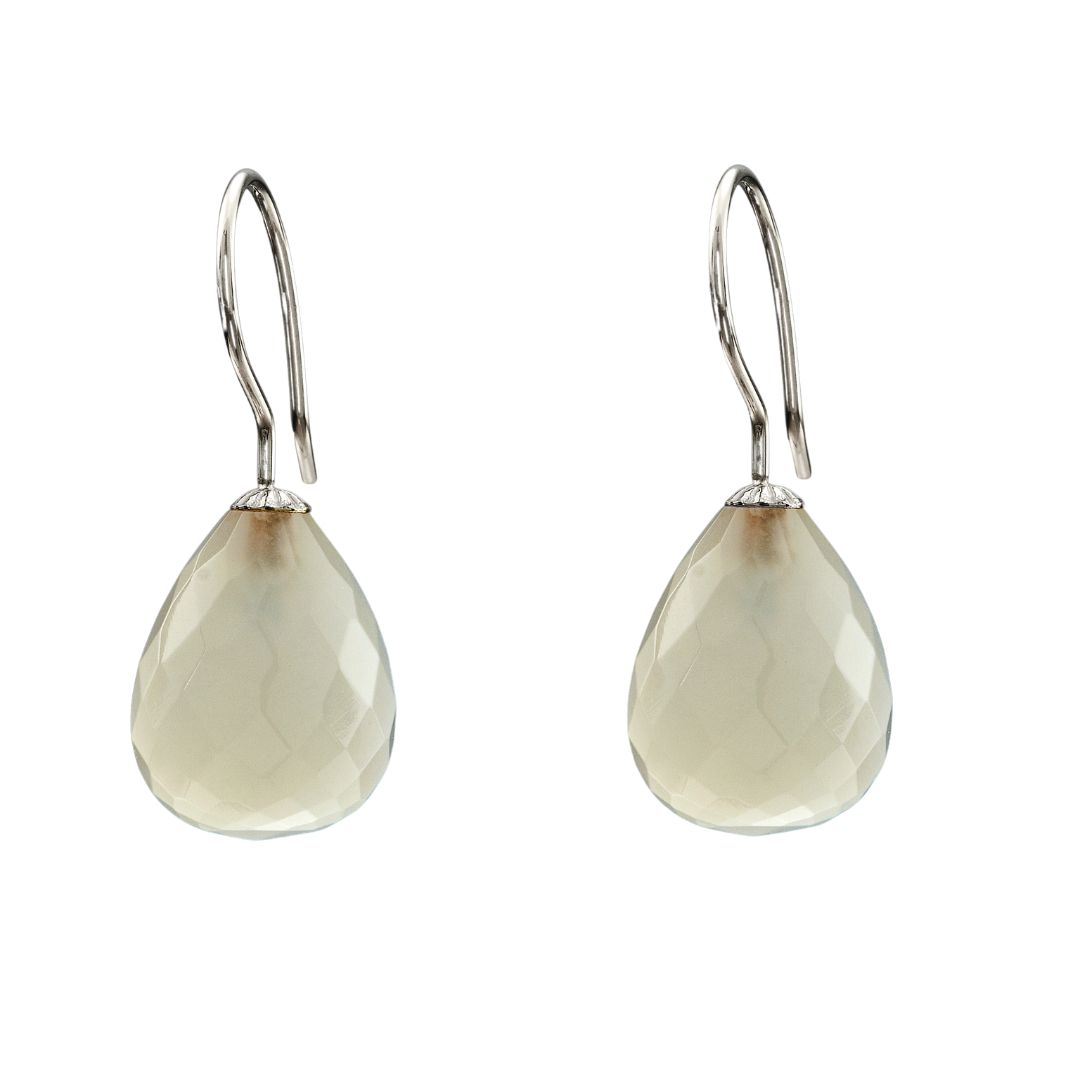 Snoepjes | 14 karaat witgouden witte maansteen oorhangers | druppelvormig