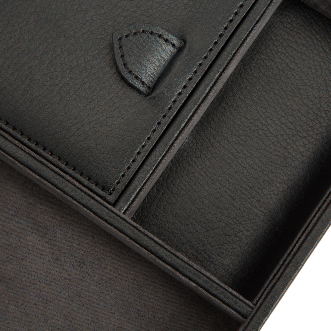 Wolf1834 | Grijs lederen herensieraden bewaardoos | Blake