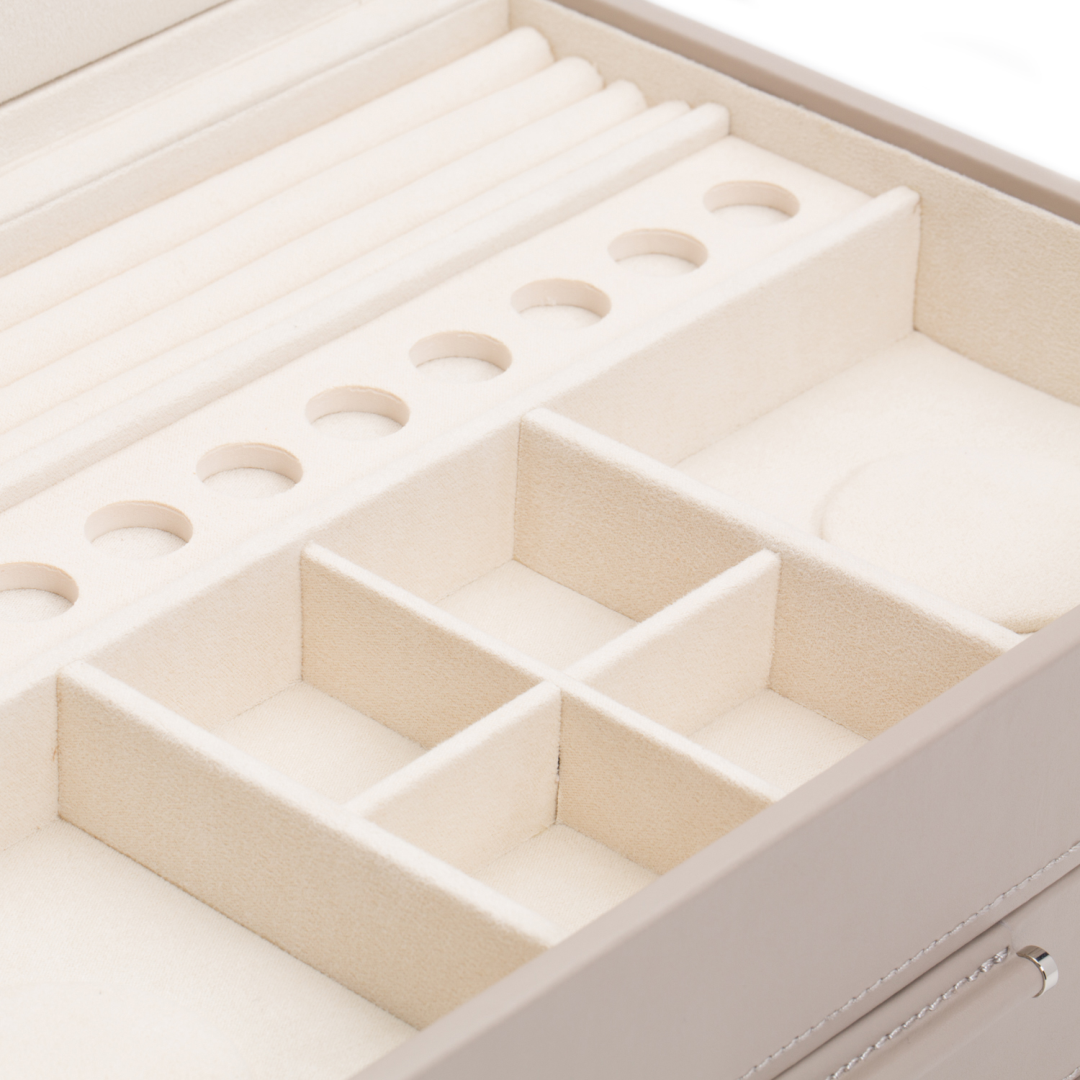 Wolf1834 | Lederen beige sieradendoos | Sophia