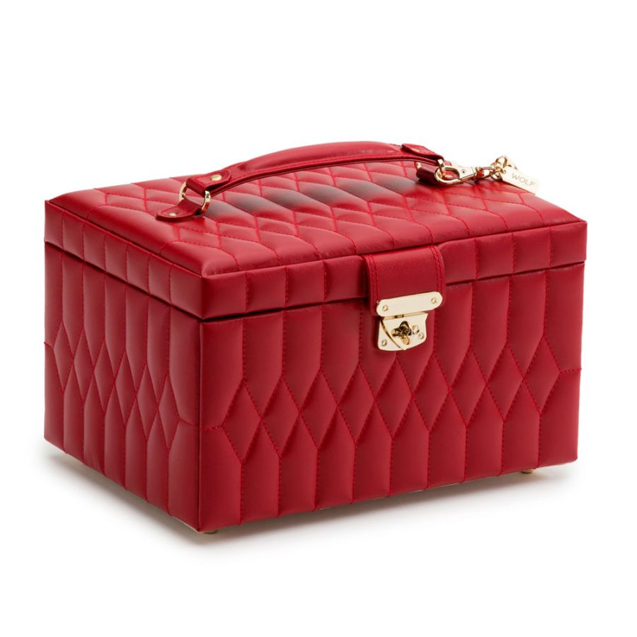 Wolf1834 | Medium sieradendoos leer rood | Caroline