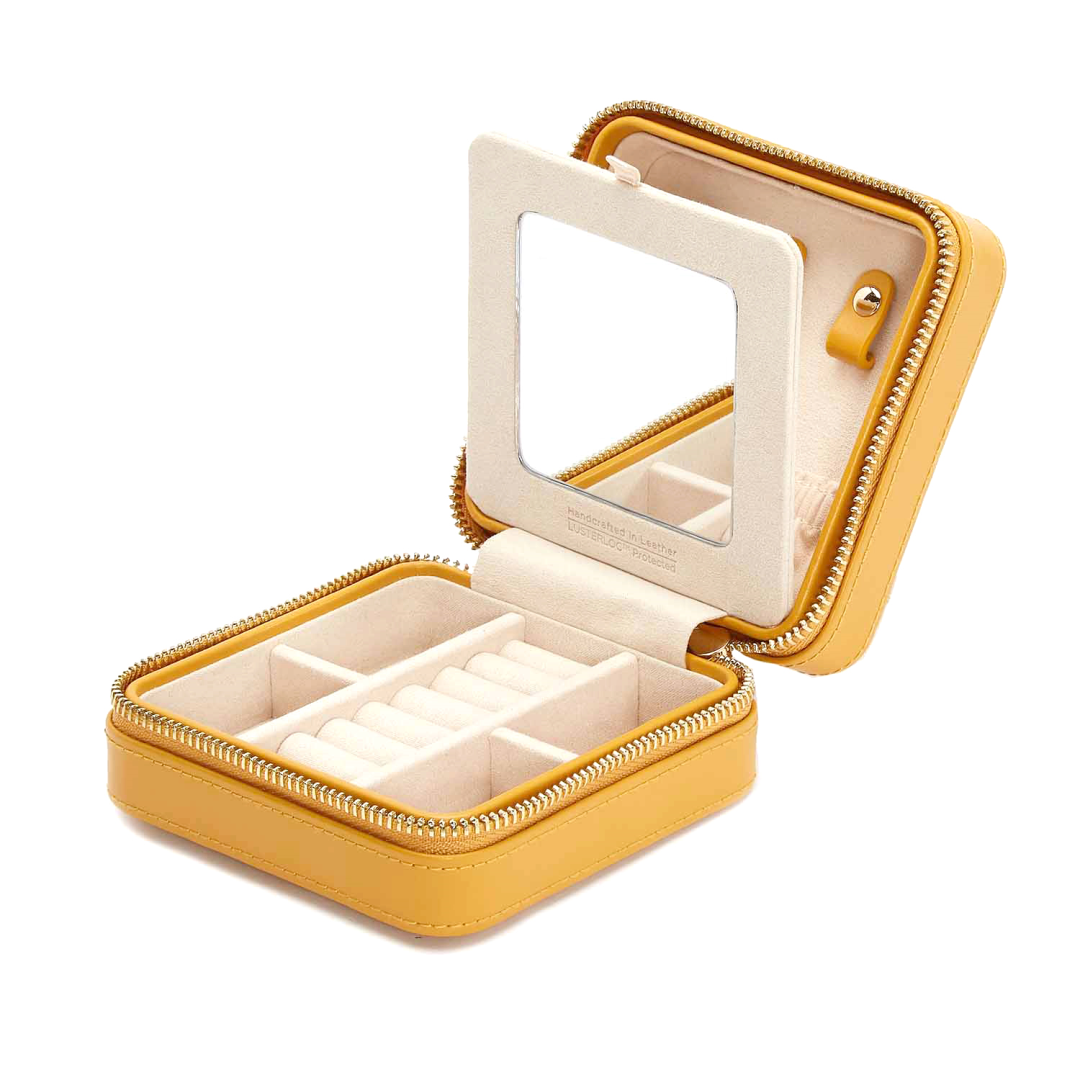 Wolf1834 | Okergeel lederen sieraden reis box | Maria