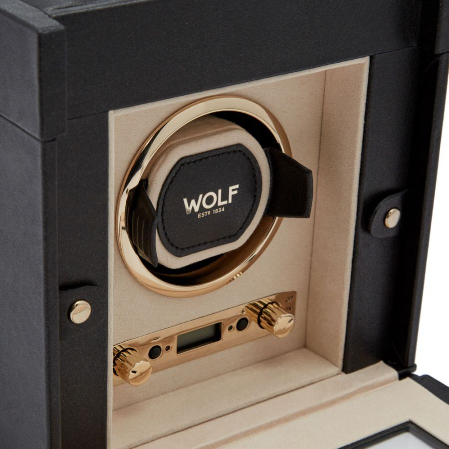 Wolf1834 | Zwart horloge winder met sieradendoos | Palermo