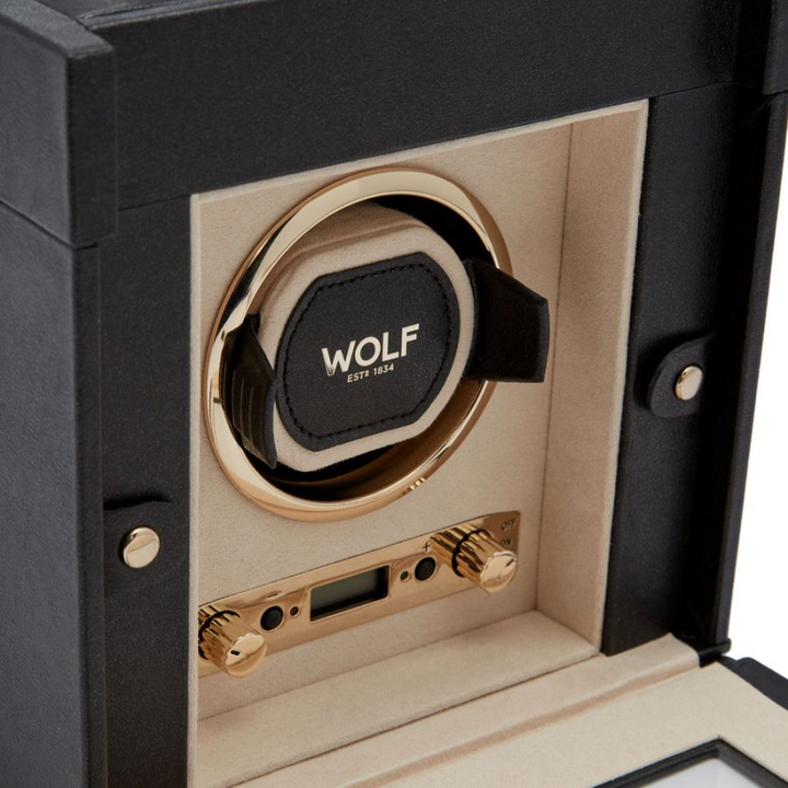 Wolf1834 | Zwart horloge winder met sieradendoos | Palermo