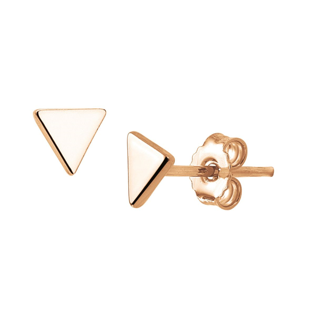 Zilver rose vergulde oorknop driehoek