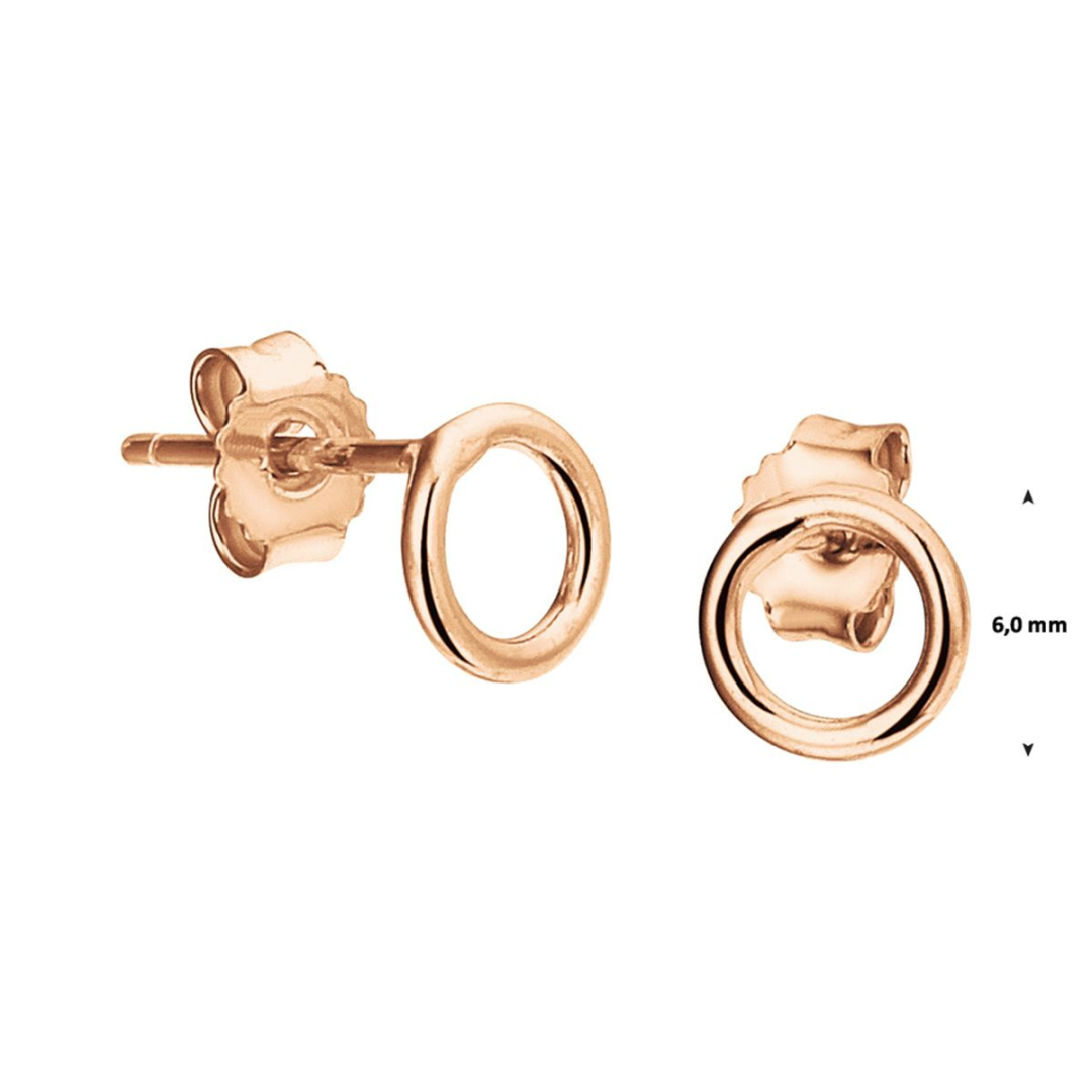 Zilver rose vergulde oorknop open rondje