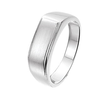 Zilveren heren plaat ring, 7.5mm breed poli/mat