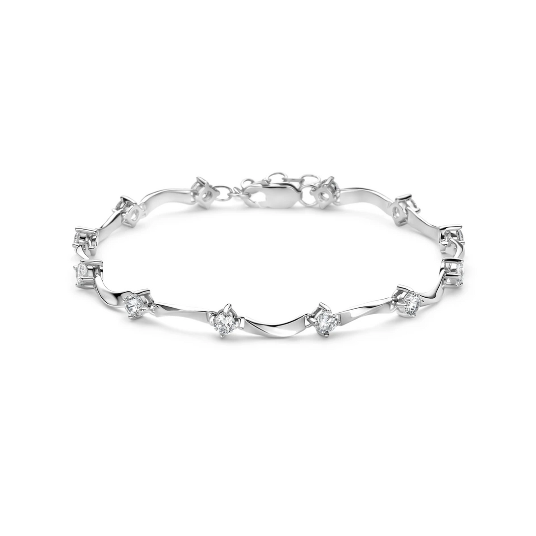 Zilveren sierlijke armband met zirkonia zirkonia, gerhodineerd