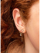 Jackie Gold | 14 karaat geelgouden cirkelvormige oorsteker met daaraan een staafje | Long Bar Studs